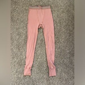 Skims Ochre Logo Cotton‎ Thermal Leggings, Size Small Rose Gold